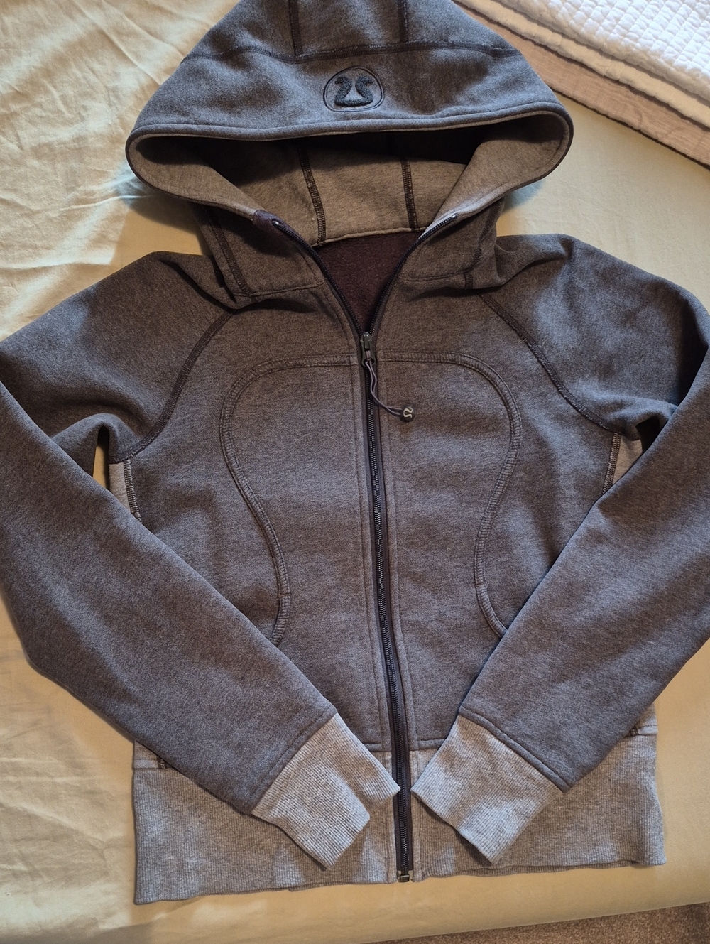 Womens LuluLemon Two Tone Gray Hoodie Full Zip Jacket Sweatshirt